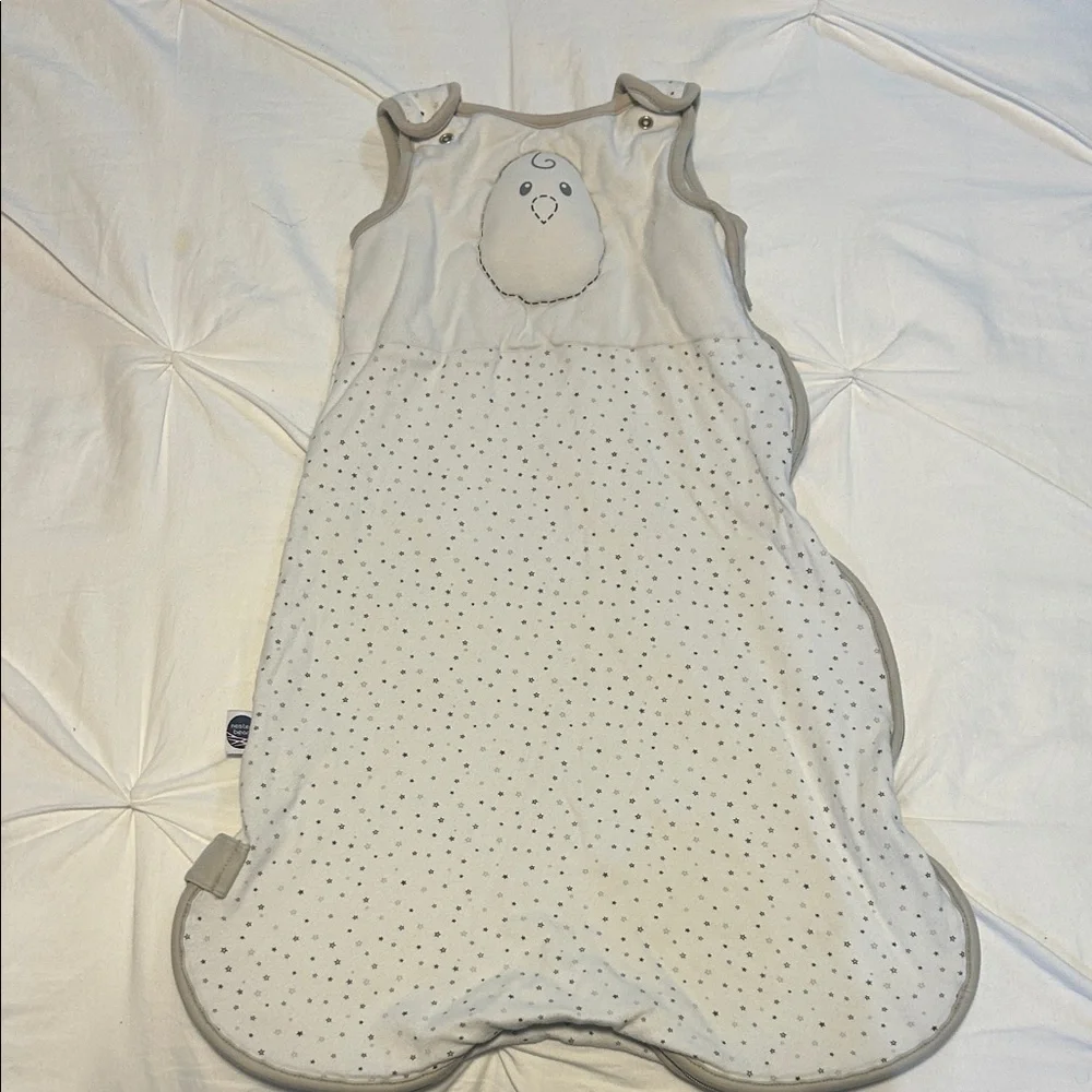 Nested Bean Cream and Gray Sleep Sack with Chick Embroidery